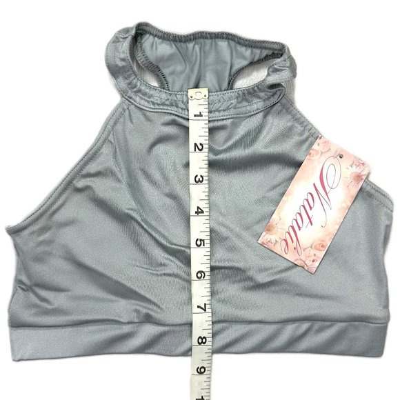 Woman’s Natalie Dancewear Soft Gray Crop Top, Size LC - Picture 5 of 7